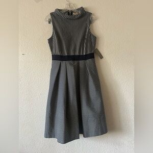 New York & Company Black and White Striped Midi Dress